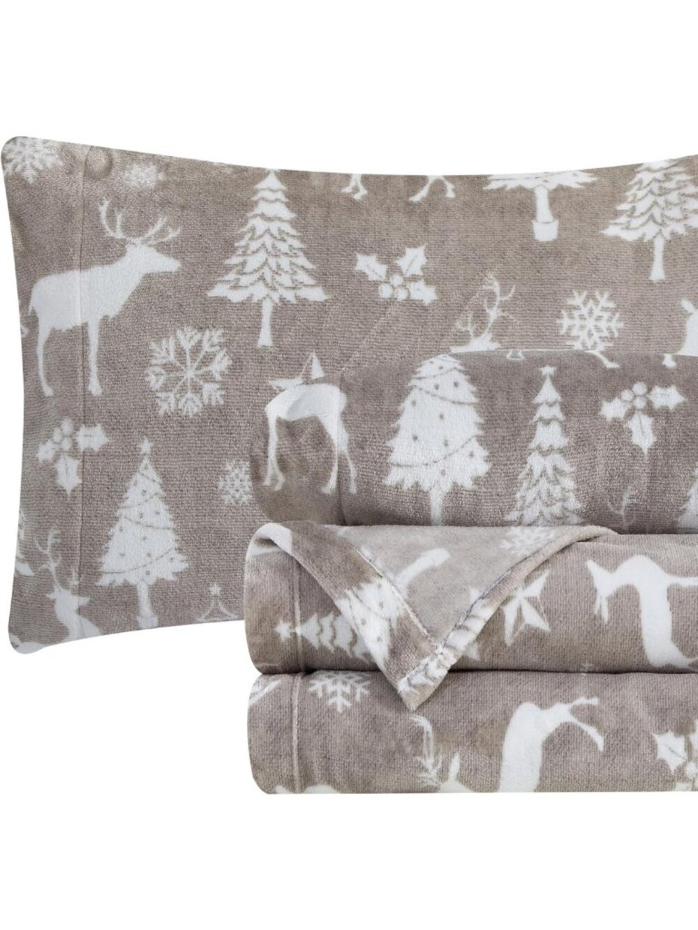 Cozy Velvet Plush Flannel Sheet Set - 4-Piece Holiday Bedding, Deep Pocket, Full